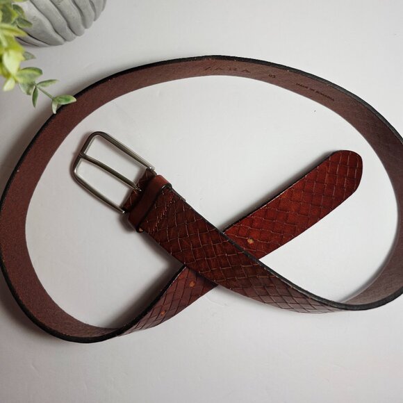 Zara Genuine Leather Braided Belt – Brown - 40" Size L - Picture 4 of 7